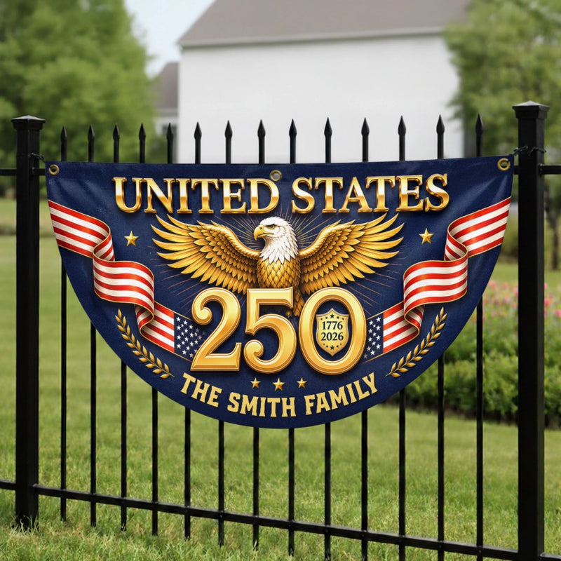 Personalized America 250th Anniversary – Non-Pleated Fan Flag – Gifts For Family – Proud Loud American
