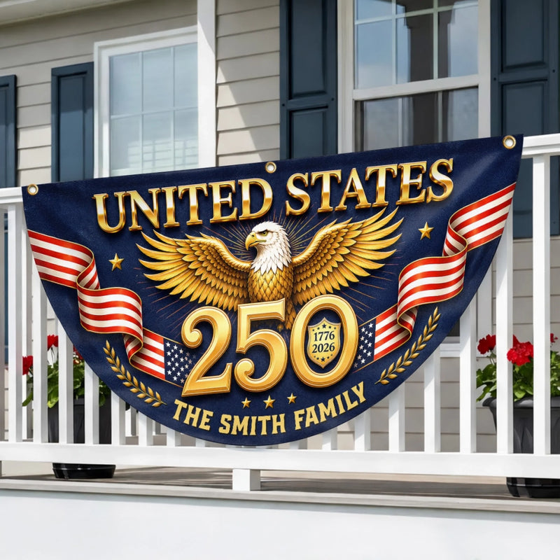 Personalized America 250th Anniversary – Non-Pleated Fan Flag – Gifts For Family – Proud Loud American
