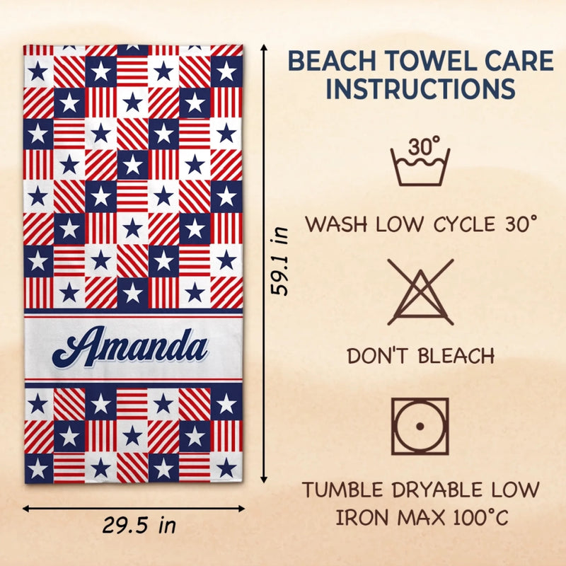 Personalized Beach Towel – Summer Gifts For Best Friends, Family – Summer Vibes USA Edition