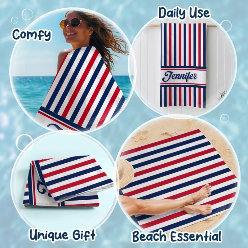 Personalized Beach Towel – Summer Gifts For Best Friends, Family – Summer Vibes USA Edition