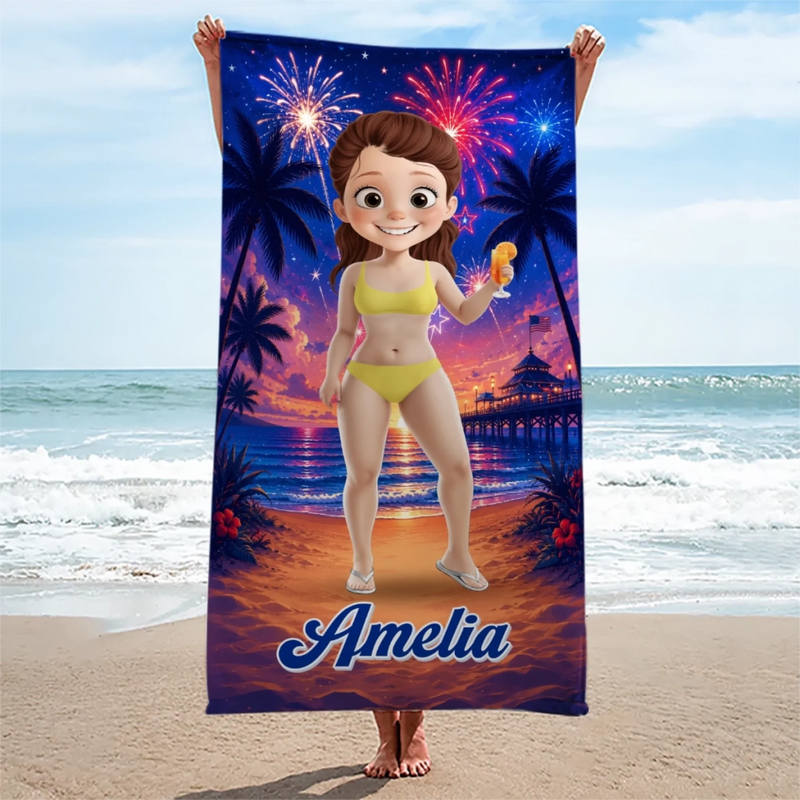 Personalized America 250th Anniversary – Beach Towel – Summer Gifts For Best Friends, Family – Salty Air Sunny Days