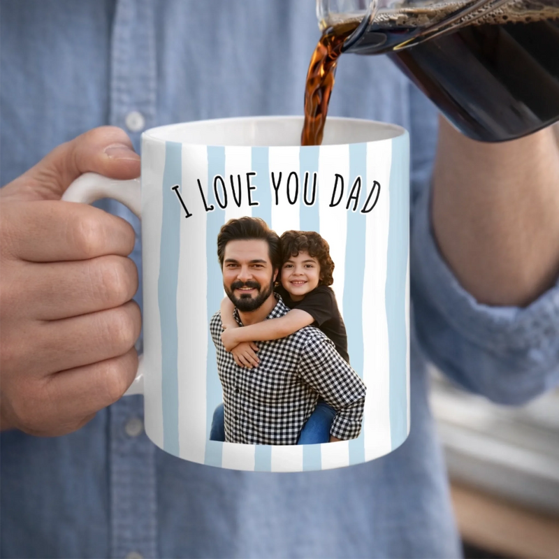 Personalized Photo Mug – Birthday Gifts For Dad, Grandpa – Family First Every Sip