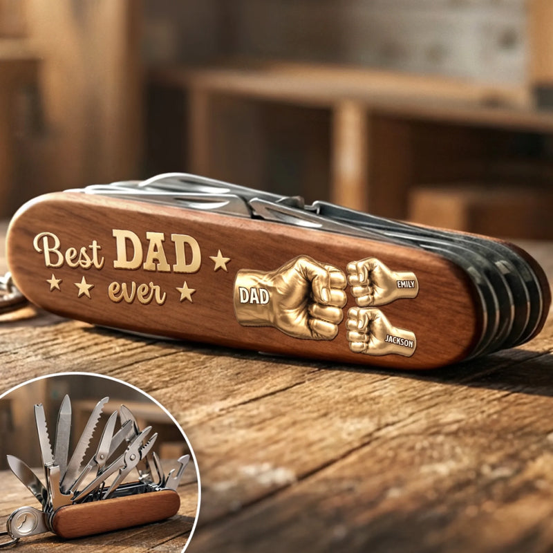 Personalized 15-in-1 Pocket Multi Tool – Gifts For Dad, Grandpa – Dad’s Survival Tool