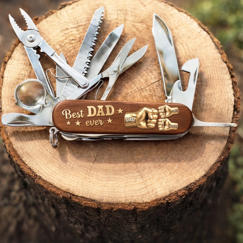 Personalized 15-in-1 Pocket Multi Tool – Gifts For Dad, Grandpa – Dad’s Survival Tool