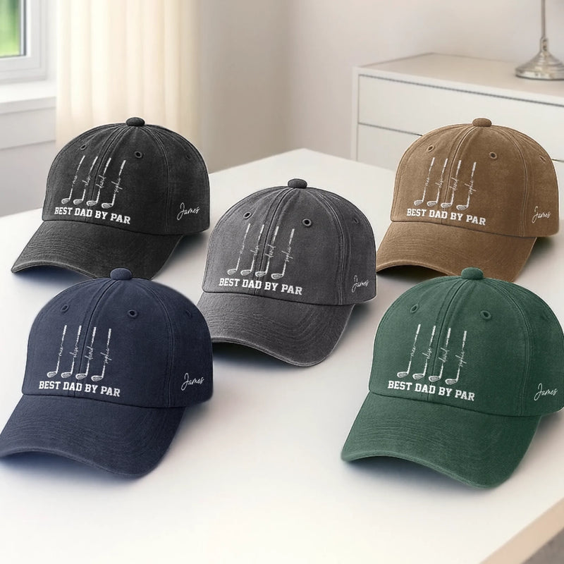 Personalized Washed Denim Cap – Gifts For Dad, Grandpa, Golf Lovers – Golf First, Everything Else Later