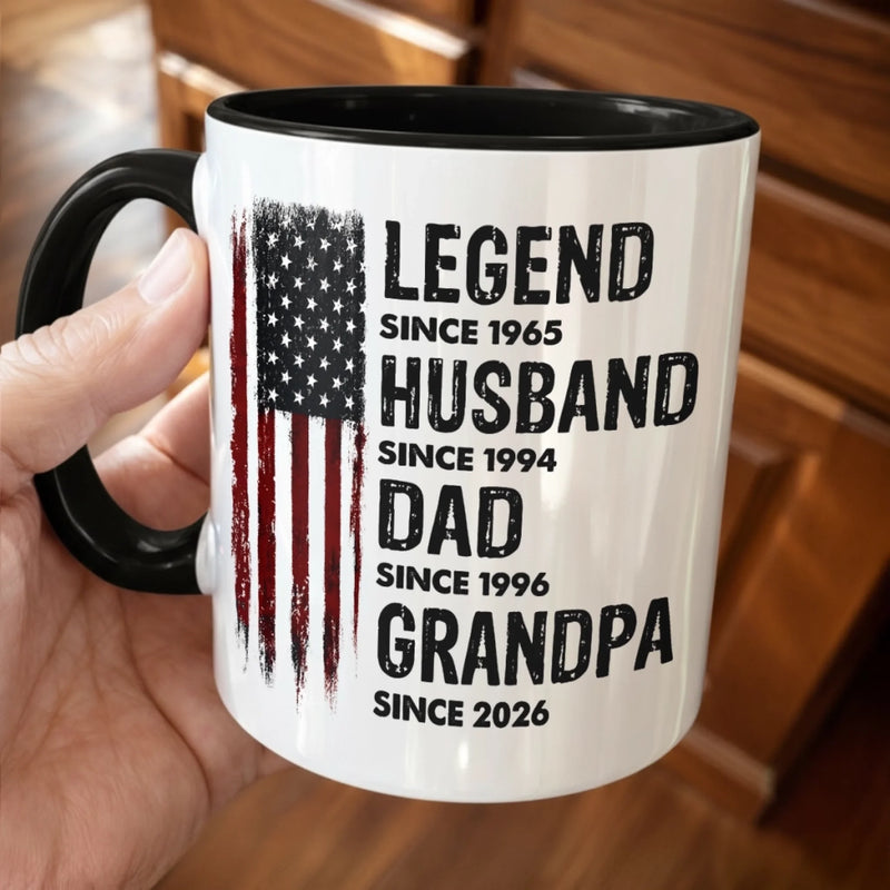 Personalized Accent Mug – Gifts For Dad, Grandpa – Proud Dad Strong Legacy