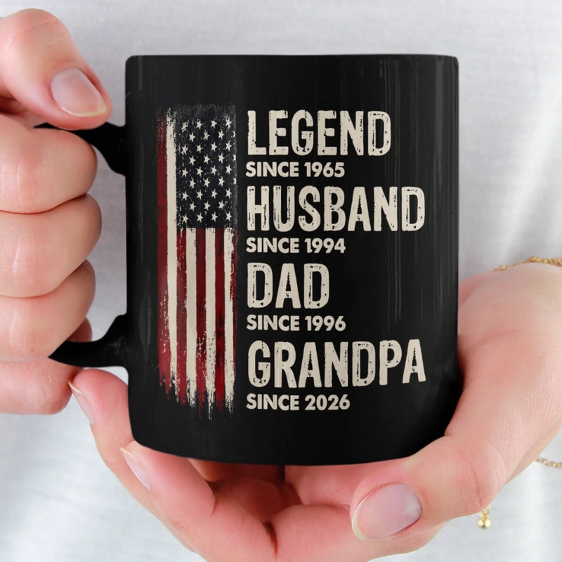 Personalized Black Mug – Gifts For Dad, Grandpa – Our Family's Greatest Hero