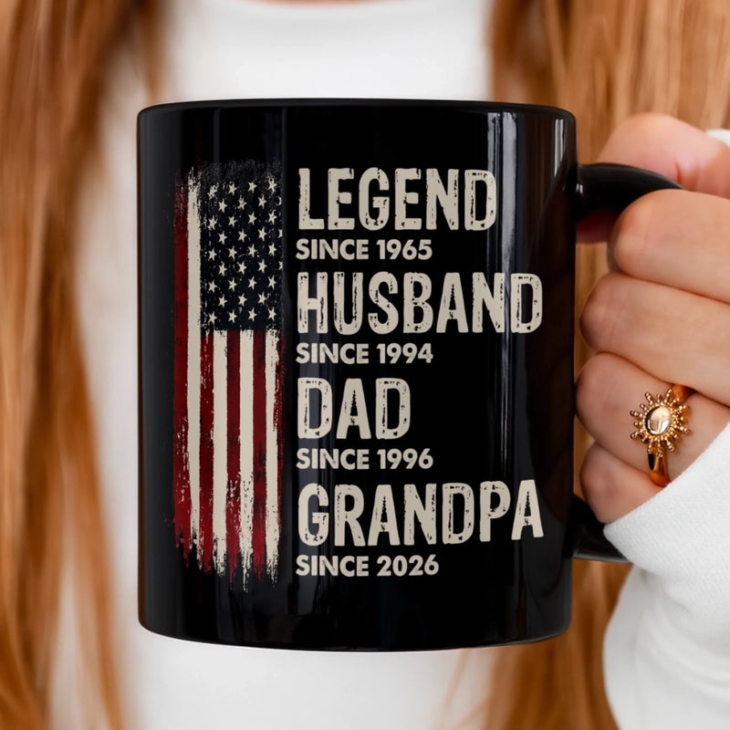 Personalized Black Mug – Gifts For Dad, Grandpa – Our Family's Greatest Hero