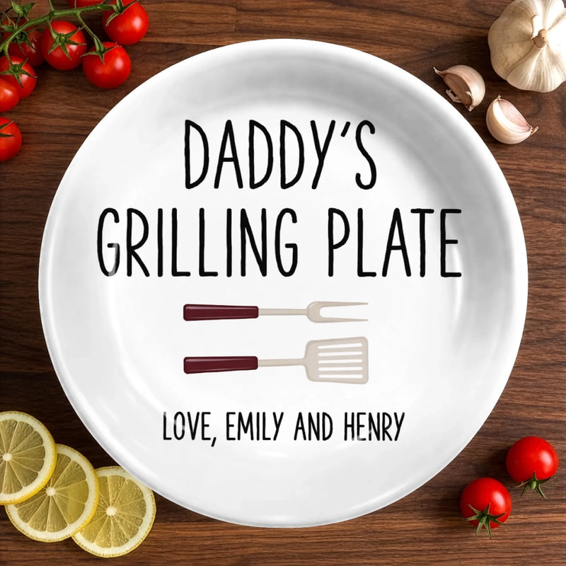 Personalized Ceramic Plate – Gifts For Dad, Grandpa – Cooking Up Good Times
