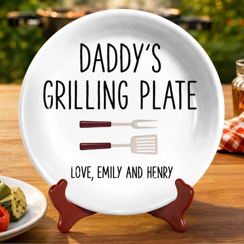 Personalized Ceramic Plate – Gifts For Dad, Grandpa – Cooking Up Good Times