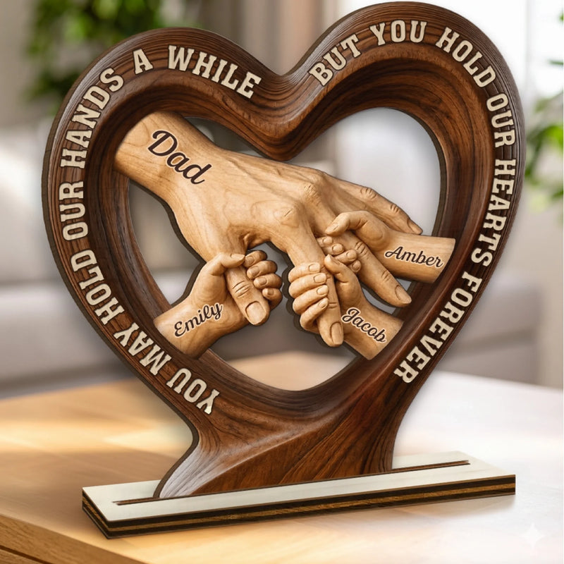 Personalized 2-Layered Wooden Plaque – Gifts For Dad, Grandpa – Dad’s Strength Inspires Us Daily