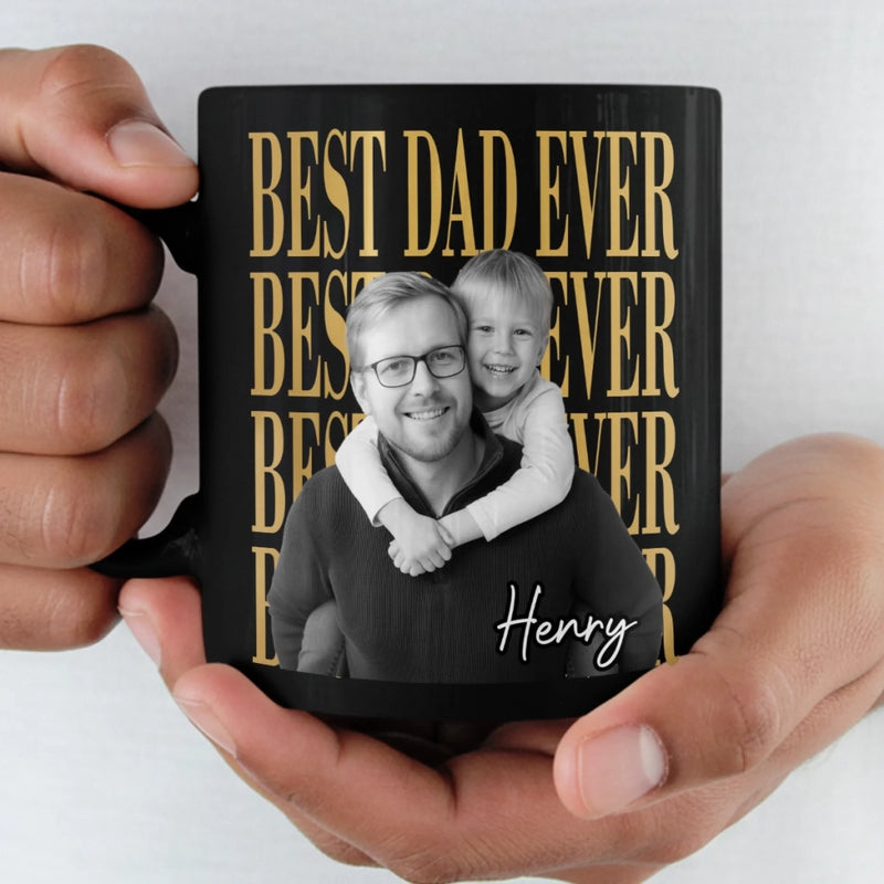 Personalized Photo Black Mug – Gifts For Dad, Grandpa – The Man, The Myth