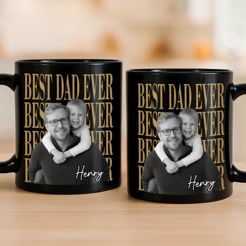 Personalized Photo Black Mug – Gifts For Dad, Grandpa – The Man, The Myth