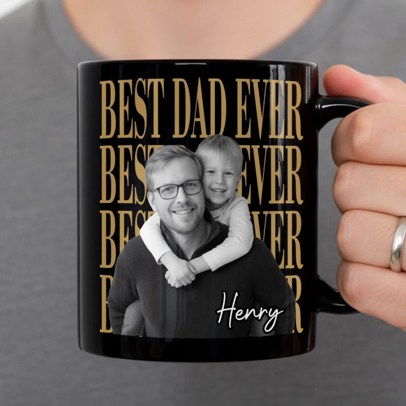 Personalized Photo Black Mug – Gifts For Dad, Grandpa – The Man, The Myth