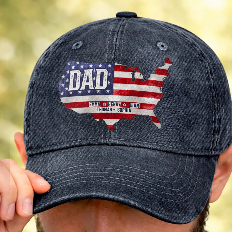 Personalized Washed Cap – Gifts For Dad, Grandpa – Dad’s Love Leads The Way
