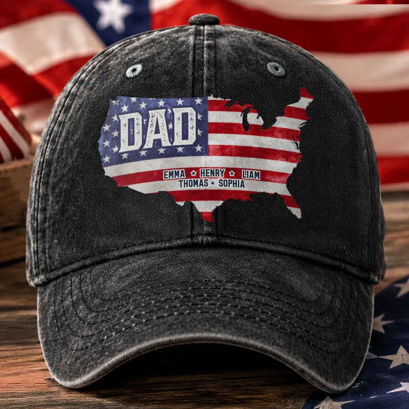 Personalized Washed Cap – Gifts For Dad, Grandpa – Dad’s Love Leads The Way