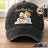 Personalized Photo Washed Cap – Birthday Gifts For Dad, Grandpa – The Best Memories Start With Dad