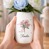Personalized Oval Ceramic Flower Vase – Gifts For Women, Besties, Sisters, BFF – Blooming Beautifully Every Day