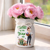 Personalized Flower Vase With Ribbon – Birthday Gifts For Gardeners – Gardener Of The Year