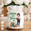 Personalized Flower Vase With Ribbon – Birthday Gifts For Gardeners – Gardener Of The Year