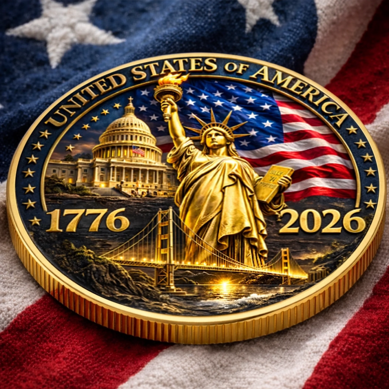 Personalized America 250th Anniversary Commemorative Keepsake Coin – Gifts For Family – United In Courage And Glory