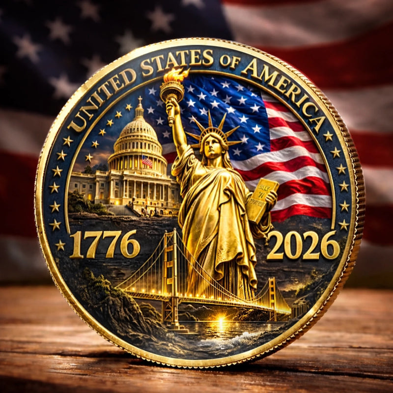 Personalized America 250th Anniversary Commemorative Keepsake Coin – Gifts For Family – United In Courage And Glory