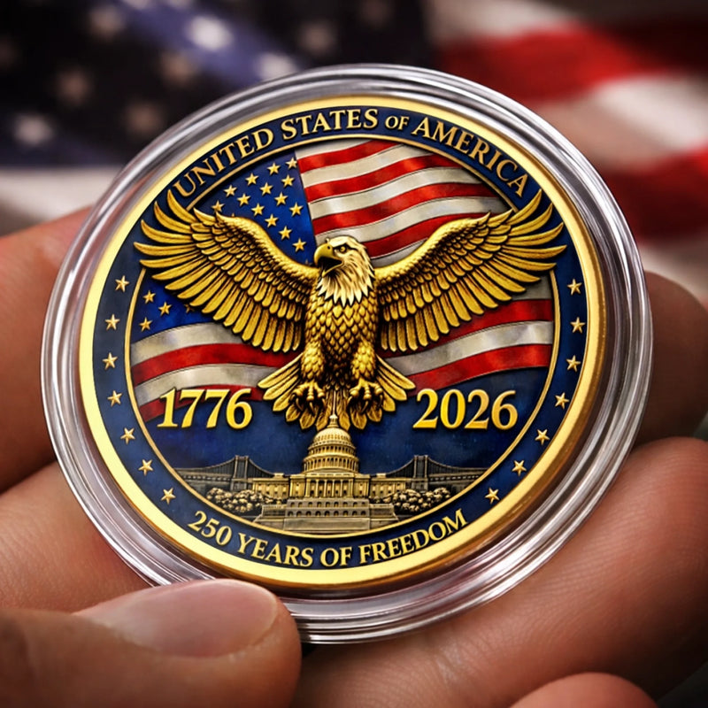 Personalized America 250th Anniversary Commemorative Keepsake Coin – Gifts For Family – One Nation Strong And Free