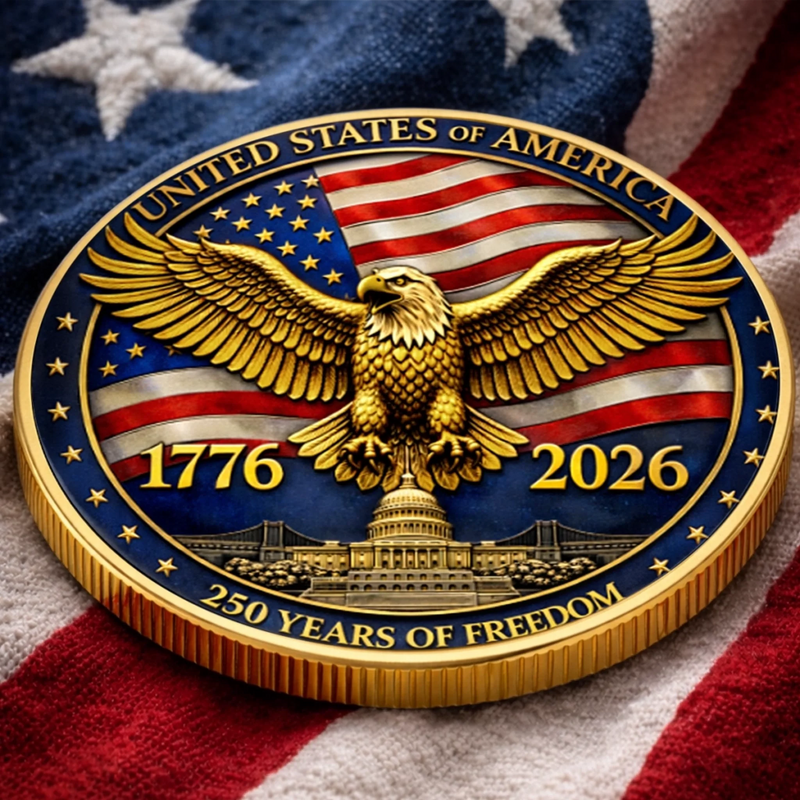 Personalized America 250th Anniversary Commemorative Keepsake Coin – Gifts For Family – One Nation Strong And Free