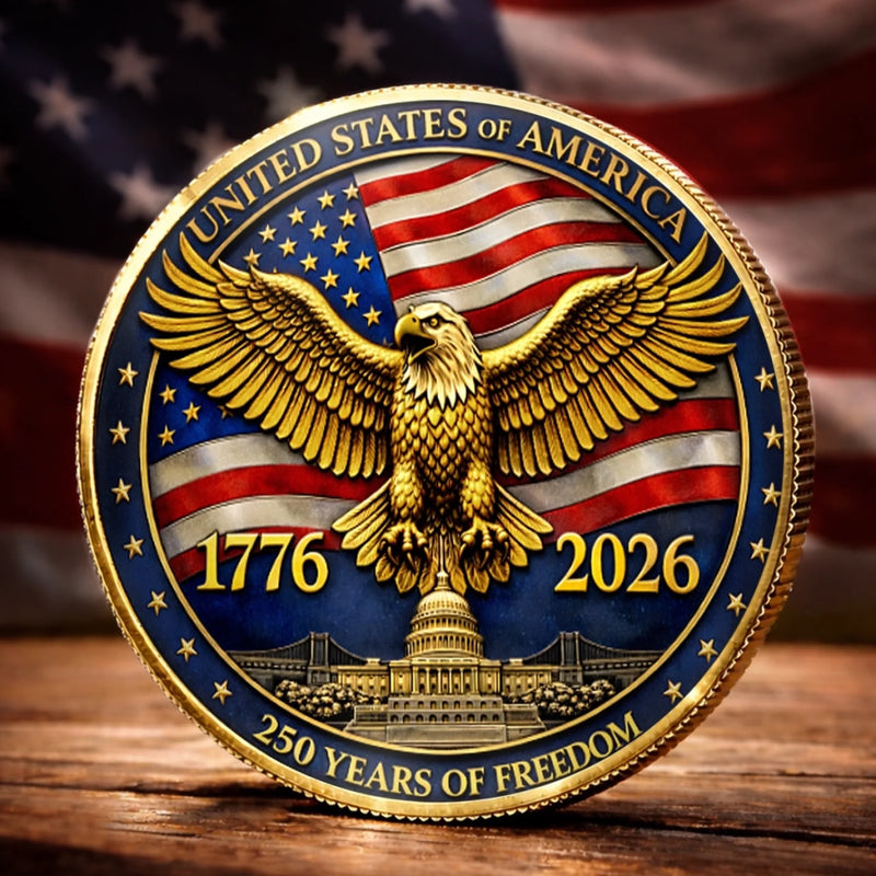 Personalized America 250th Anniversary Commemorative Keepsake Coin – Gifts For Family – One Nation Strong And Free