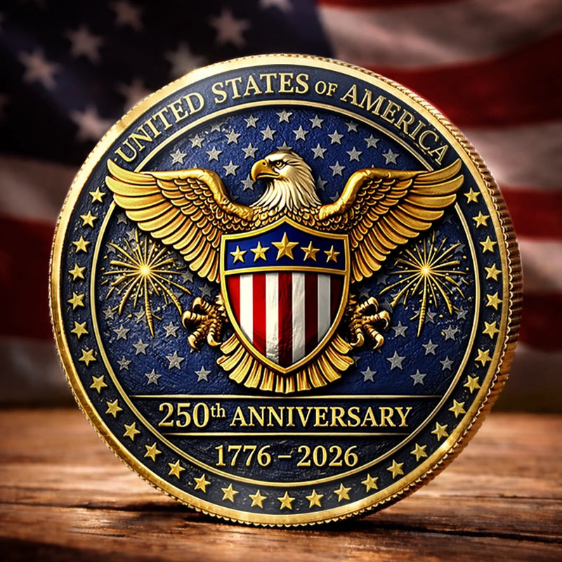 Personalized America 250th Anniversary Commemorative Keepsake Coin – Gifts For Family – Celebrating Liberty Together