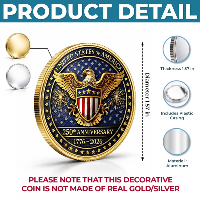 Personalized America 250th Anniversary Commemorative Keepsake Coin – Gifts For Family – Celebrating Liberty Together