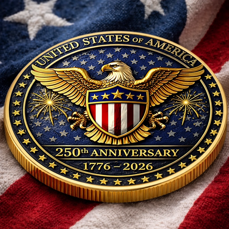 Personalized America 250th Anniversary Commemorative Keepsake Coin – Gifts For Family – Celebrating Liberty Together