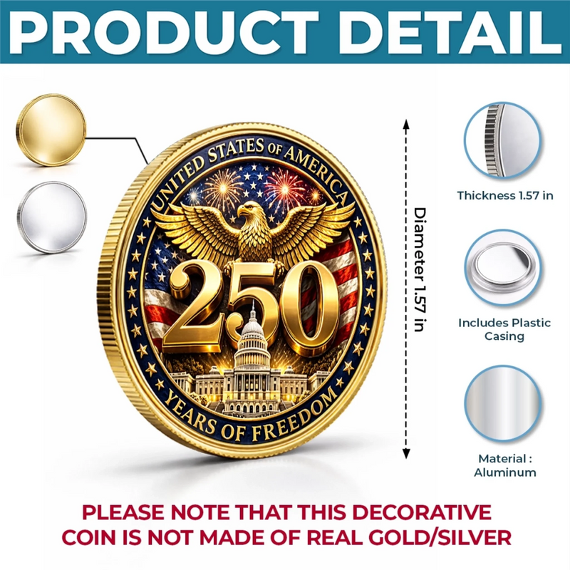 Personalized America 250th Anniversary Commemorative Keepsake Coin – Gifts For Family – Proud Of Our Shared Heritage