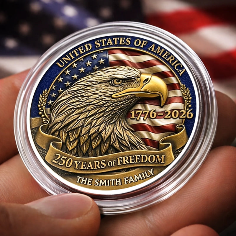 Personalized America 250th Anniversary Commemorative Keepsake Coin – Gifts For Family – Proud American Family