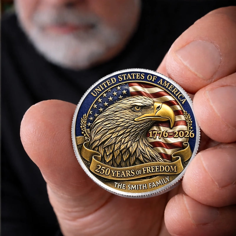 Personalized America 250th Anniversary Commemorative Keepsake Coin – Gifts For Family – Proud American Family