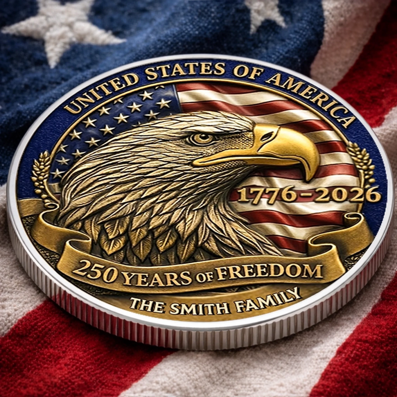 Personalized America 250th Anniversary Commemorative Keepsake Coin – Gifts For Family – Proud American Family