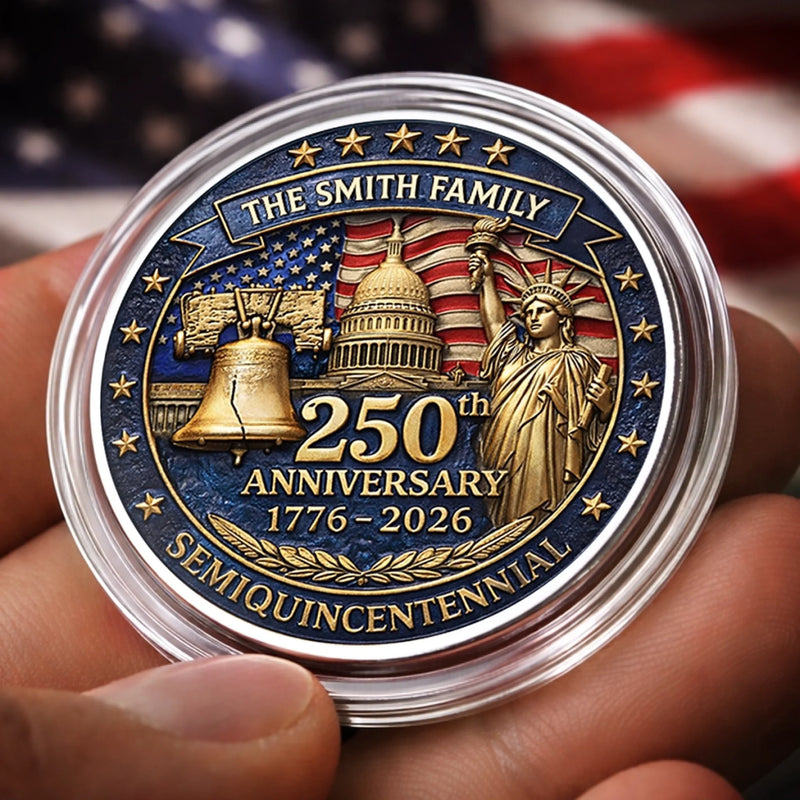 Personalized America 250th Anniversary Commemorative Keepsake Coin – Gifts For Family – Liberty Runs In Our Blood
