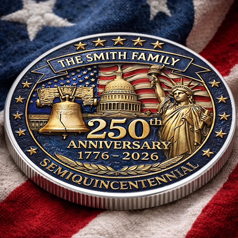 Personalized America 250th Anniversary Commemorative Keepsake Coin – Gifts For Family – Liberty Runs In Our Blood