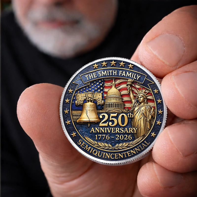 Personalized America 250th Anniversary Commemorative Keepsake Coin – Gifts For Family – Liberty Runs In Our Blood