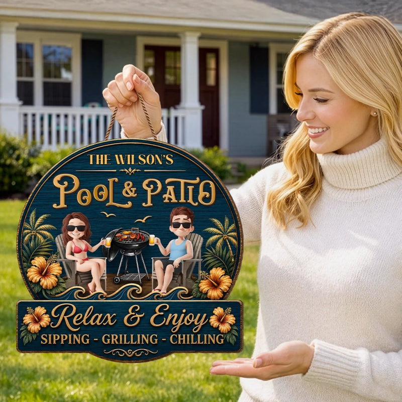Personalized Wood Sign – Summer Gifts for Couple – Welcome To Our Backyard Bar