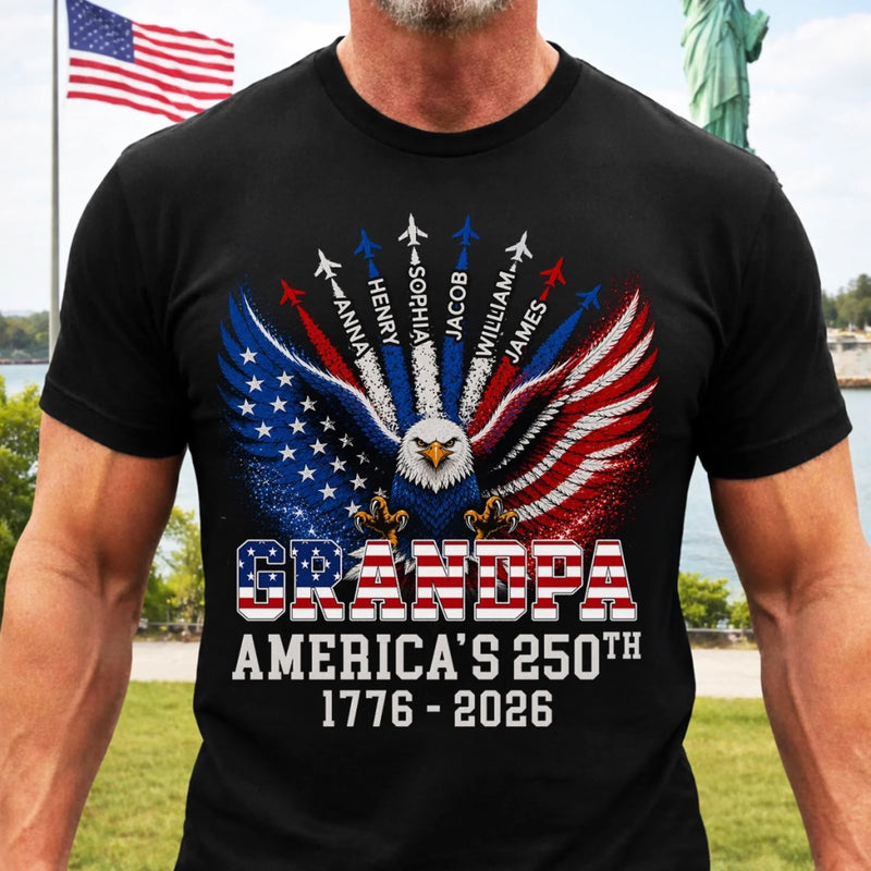 Personalized America 250th Anniversary T-shirt, Hoodie – Gifts For Dad, Grandpa – Generations Of Freedom