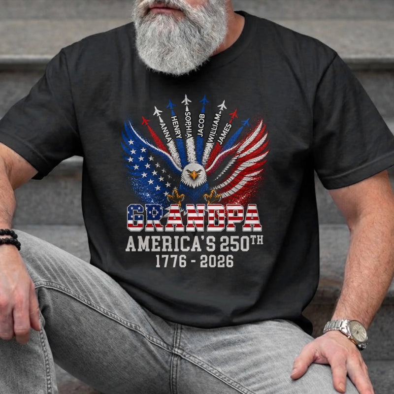 Personalized America 250th Anniversary T-shirt, Hoodie – Gifts For Dad, Grandpa – Generations Of Freedom