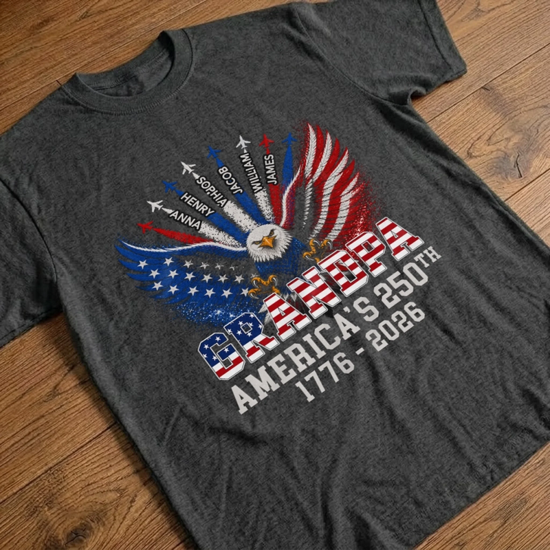 Personalized America 250th Anniversary T-shirt, Hoodie – Gifts For Dad, Grandpa – Generations Of Freedom
