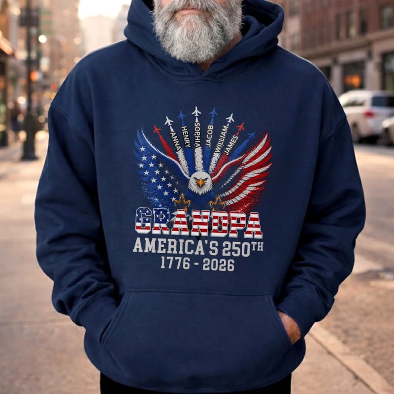 Personalized America 250th Anniversary T-shirt, Hoodie – Gifts For Dad, Grandpa – Generations Of Freedom