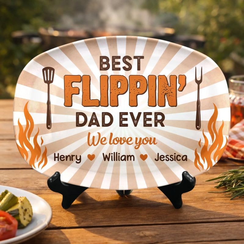 Personalized Platter – Father's Day Gifts For Dad, Grandpa – Best Flippin' Dad Ever
