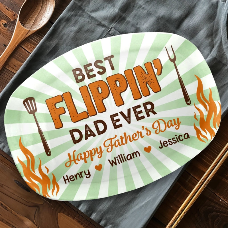 Personalized Platter – Father's Day Gifts For Dad, Grandpa – Best Flippin' Dad Ever