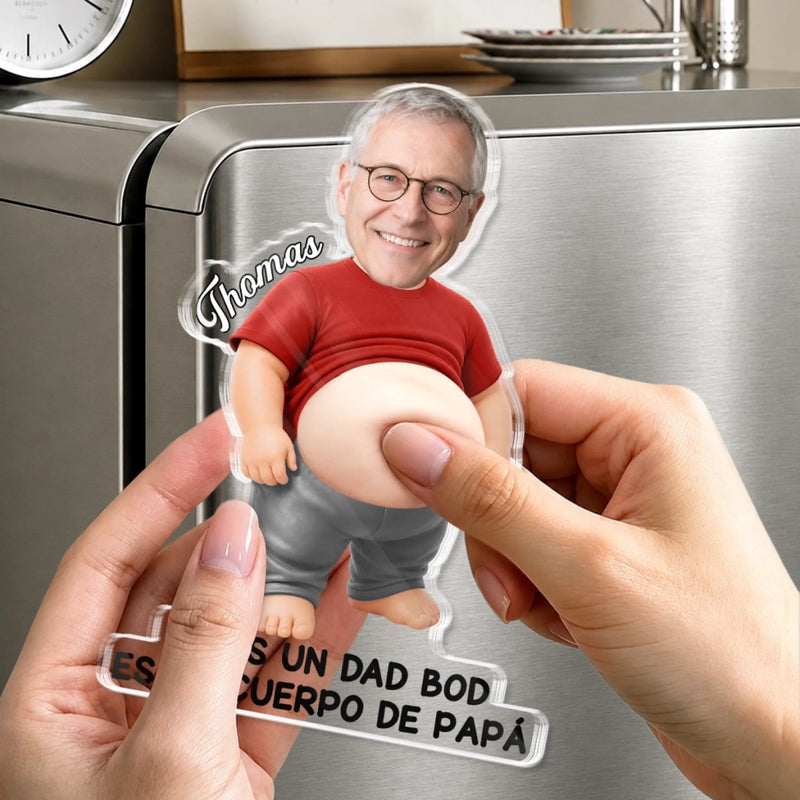 Imán de Nevera de Acrílico Personalizado con Foto – Regalos Divertidos para Papá y Abuelo – Cargando Chistes de Papá, Por Favor Espere