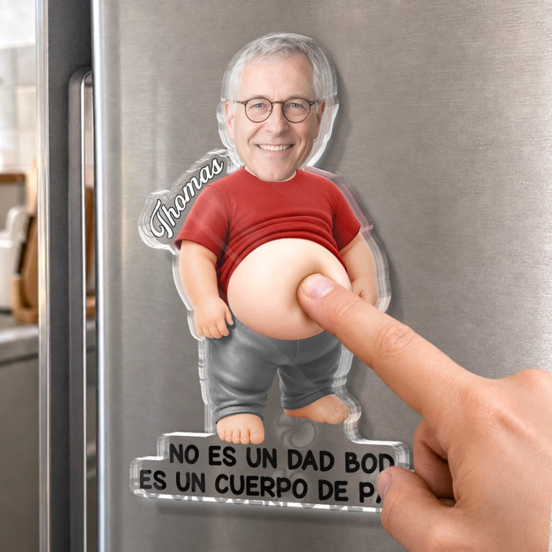 Imán de Nevera de Acrílico Personalizado con Foto – Regalos Divertidos para Papá y Abuelo – Cargando Chistes de Papá, Por Favor Espere