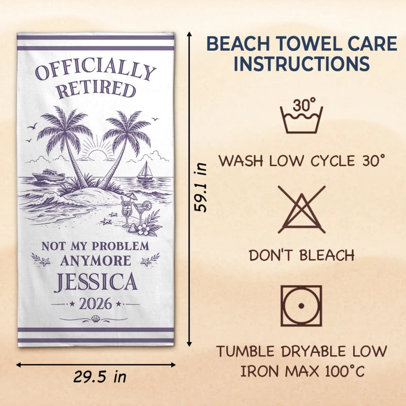 Personalized Beach Towel – Retirement Gifts For Women, Men – Officially Off The Clock