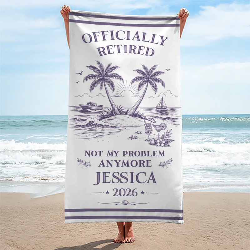 Personalized Beach Towel – Retirement Gifts For Women, Men – Officially Off The Clock